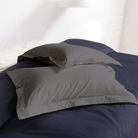 NTBAY 2 Pack Washed Cotton Standard Pillow Shams, Breathable and Comfortable, 20" x 26", White