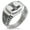 Silver, variant on Stainless Steel Valknut Mjolnir Thor's Hammer CZ Ribbed Needle Stripe Pattern Biker Style Polished Ring