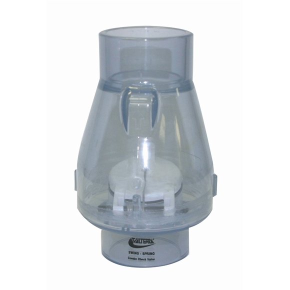 Válvula de retención Valterra 200-C20 de PVC transparente de 2 pulgadas, conexión slip