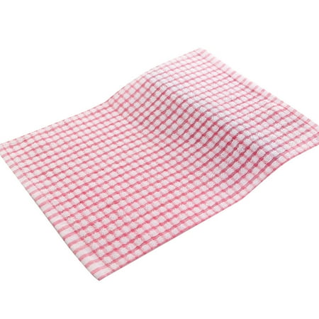 

Gwong Soft Plaid Absorbent Kitchen Table Dishcloth Cotton Cleaning Cotton Tea Towel(Pink)