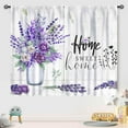 thumbnail image 4 of Purple Rustic Kitchen Curtains,Farmhouse Country Vintage Wood Floral Flower Sweet Love Home Short Cafe Window Curtain for Bedroom Living Room Bathroom 2 Panels,84X84 Inch, 4 of 5