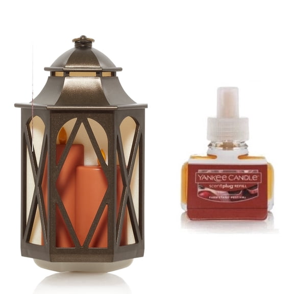 Yankee Candle Farmhouse Lantern with Light Scent-Plug Diffuser Unit with a Farmstand Festival Home Fragrance Electric Refill