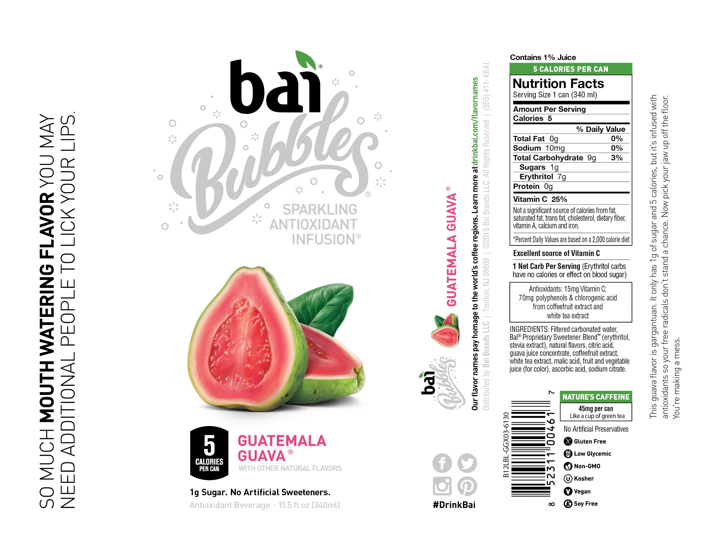Bai Bubbles Guatemala Guava, 11.5 Fl Oz, 12 Ct