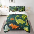 thumbnail image 2 of Homewish Green Dinosaur Animal Twin Bedding Sets 7-Piece, Funny Jungle Wildlife Bedding Comforter Set, Kawaii Cartoon Theme Reversible Sheet Sets, Luxury Bedroom Decor, 2 of 7