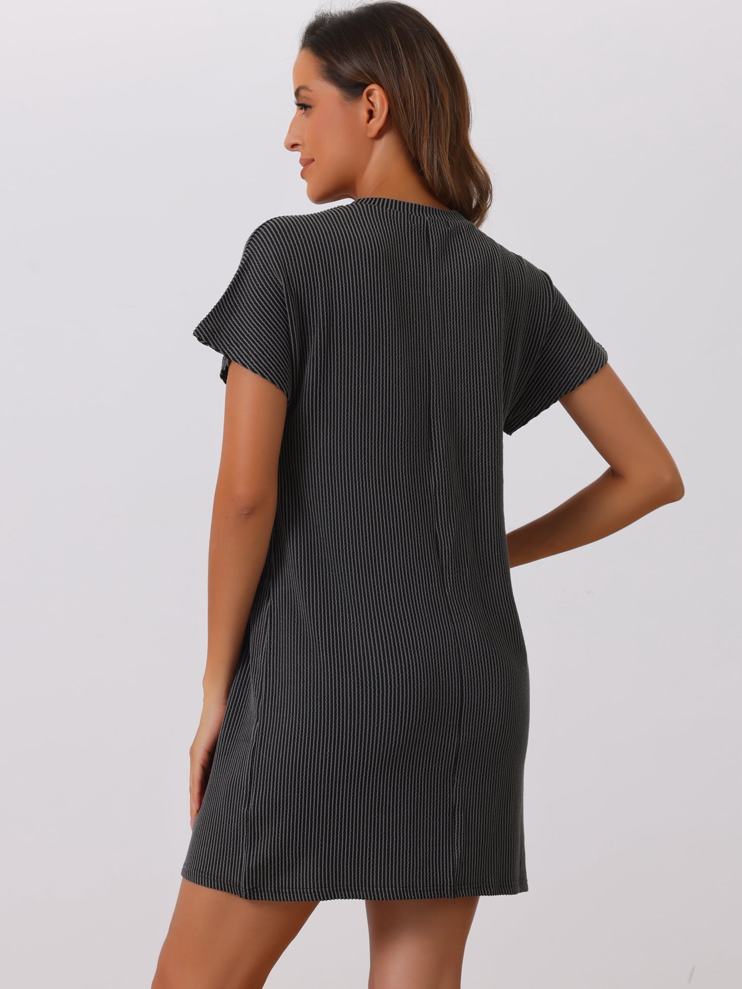 DARING DIVA Women's Short Sleeve Nightgown Lounge Nightshirt S Gray