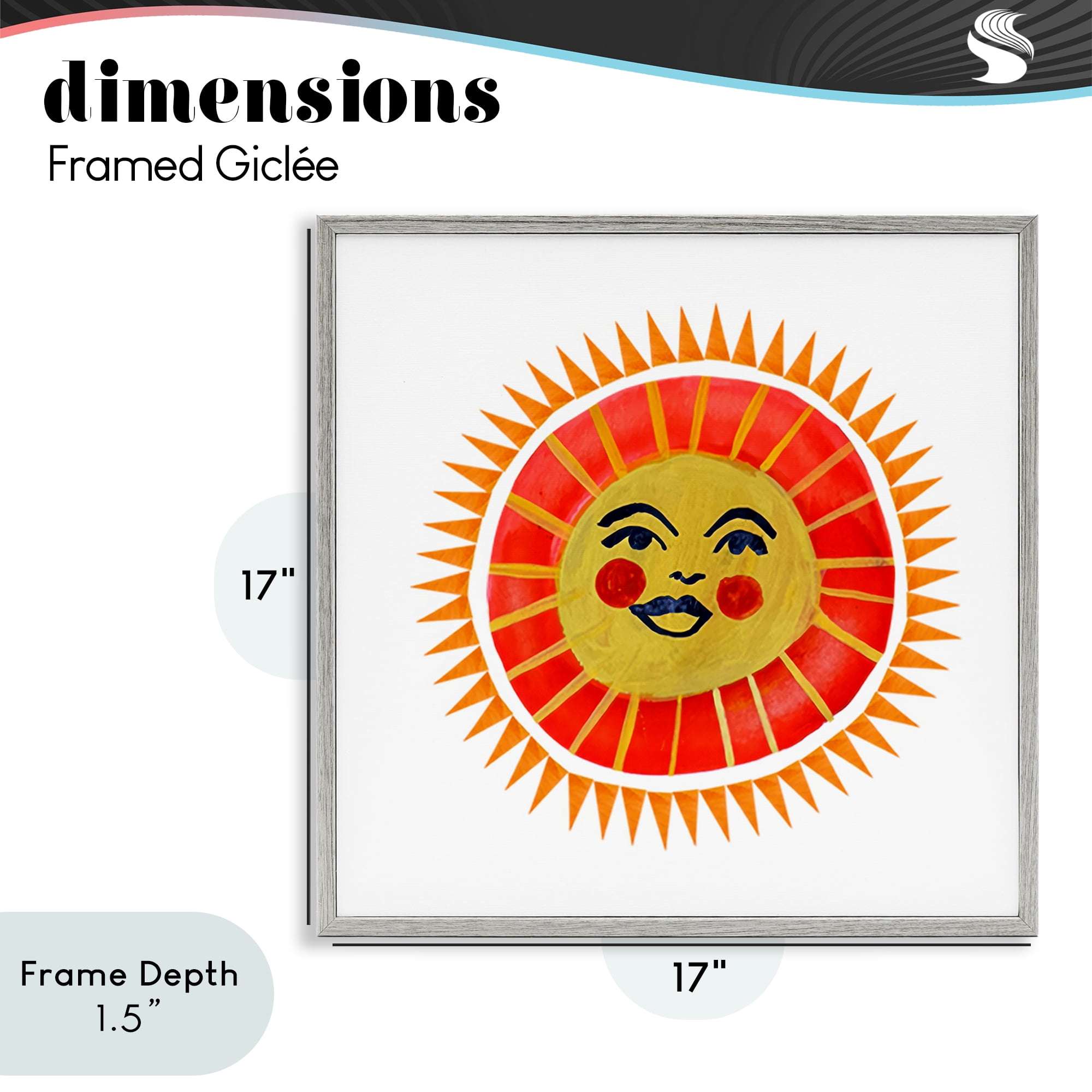 Stupell Industries Cheerful Boho Sun Gray Framed Giclee Art, design by Katherine Herrell Studio