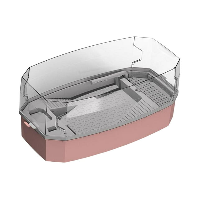 lionlar Detachable Tortoise Turtle Tank with Water Pump Anti Slip Transparent Panels for Medium Pink