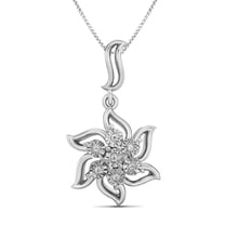 White Diamond Accent Sterling Silver Flower Pendant