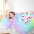 thumbnail image 3 of Erosebridal Rainbow Kids Pink Unicorn Full Size Comforter Sets,Initial Alphabet B Bedding Sets For Girls Teens,Reversible Pink 3-Piece, 3 of 7