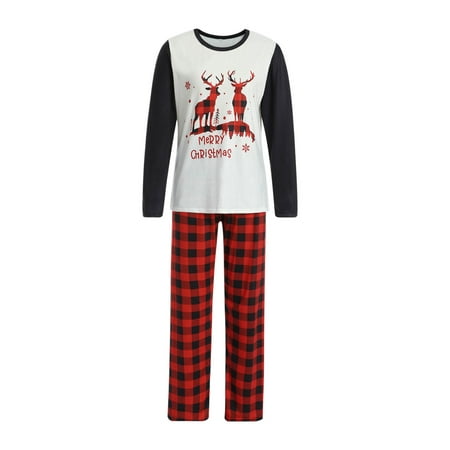 

One Opening Christmas Parent-child Nightwear Plaid Tops Pants Matching Family Pajamas