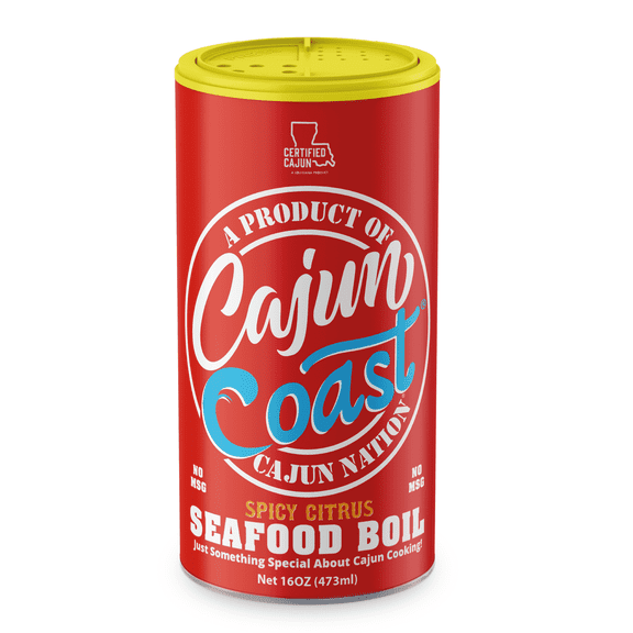 Cajun Nation Cajun Coast Spicy Citrus Seafood Boil Seasoning, 16 oz – Low Sodium, No MSG, Gluten-Free – Instant Boil Mix for Crawfish, Shrimp, and Crab – Made in Louisiana