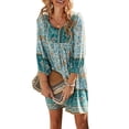 thumbnail image 1 of Vestido de verano para mujer, vestido corto, vestido bohemio, vestido floral de verano, azul, S, 1 of 8