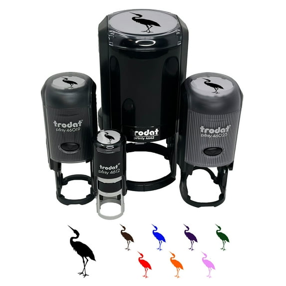 Crane Standing Solid Self-Inking Rubber Stamp Ink Stamper - Yellow Ink - Small 3/4 Inch