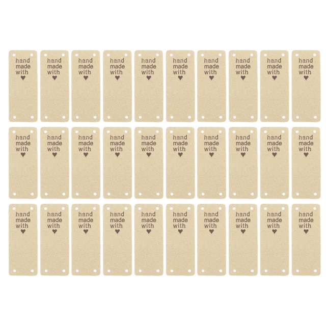 30uds Etiqueta Cosido Relieve PU Cuero Unique Bargains para Jeans Bolsos Zapatos Sombrero Claro Gris