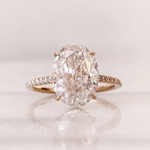 3Ct Oval Cut Lab Created Diamond Women's Halo Engagement Ring 14K Yellow Gold Plated