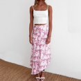 thumbnail image 2 of 2DXuixsh Cute Skirts for Girls 10-12 Years Old Loose Printed Mid Floral Irregular Withtwo Women's Long Color Skirt Skirt Skirt Hoop Skirt for Girls 10-12 Polyester Red M, 2 of 9