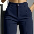 thumbnail image 6 of JUUNthy Dress Pants for Womens, High Waist with Pockets Wide Leg Flat Front Pleated Office Business Work Pants Black S, 6 of 15