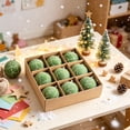 thumbnail image 6 of Hvmvliv 9 Pack Light Green Flocked Christmas Ball Ornaments with Glitter in Gift Box for Xmas Tree Decor, 6 of 6