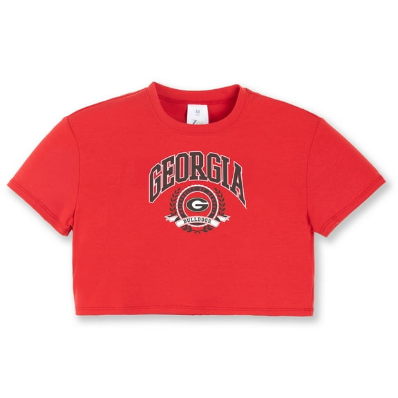 Girls Youth ZooZatz Red Georgia Bulldogs Laurels Tri-Blend Cropped T-shirt