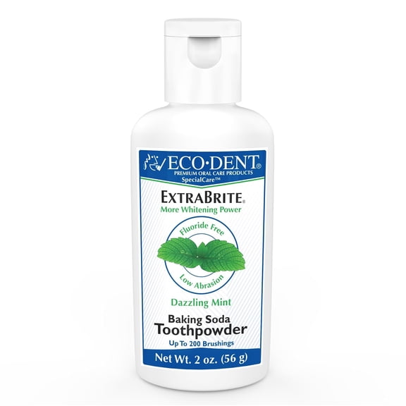 Eco-Dent ExtraBrite Baking Soda Tooth Powder, Mint – SLS & Fluoride-Free Toothpaste Powder with Oxidizing Calcium Peroxide, Whitening Toothpaste Alternative DailyRinse Single-Use Pack