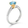 thumbnail image 3 of Gem Stone King 1.00 Ct Round Swiss Blue Topaz 10K White and Yellow Gold Solitaire Engagement Ring (Size 7), 3 of 4