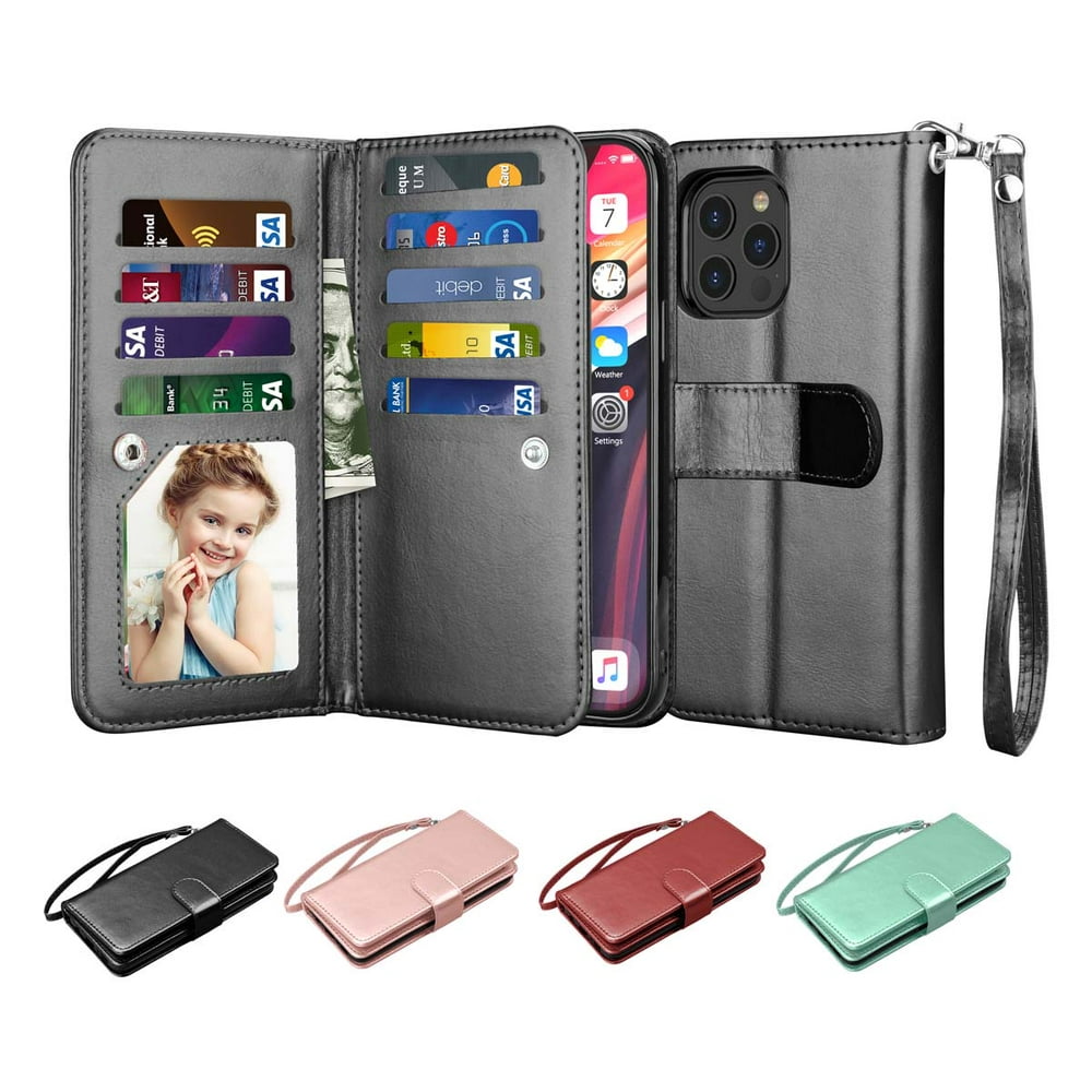 iPhone 12 Pro Max Wallet Case 6.7" (2020), Njjex Luxury PU Leather Wallet Case Flip Folio Cover