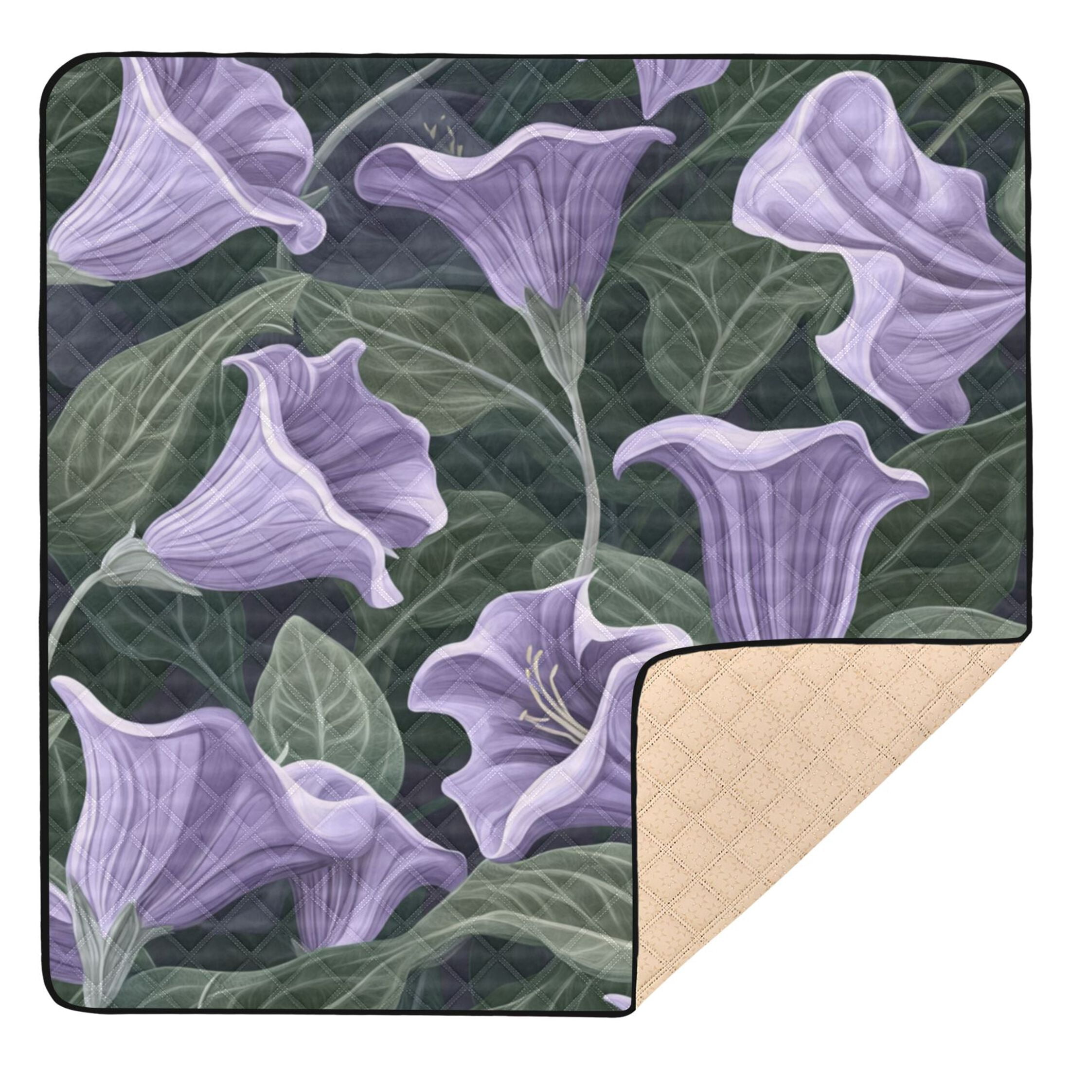 WOBOGO Purple Datura Stramonium Baby Playmats Extra Large Waterproof Rollable Activity Pads for Toddlers 50×50inch