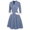 thumbnail image 3 of XFLWAM Women's Vintage Dresses 3/4 Sleeve Cocktail Swing Dress with pocket Midi Sweetheart Neckline Wedding Party Swing Dress, 3 of 7