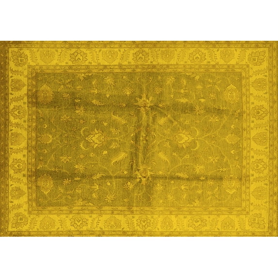 Ahgly Company Indoor Rectangle Oriental Yellow Traditional Area Rugs, 4' x 6'