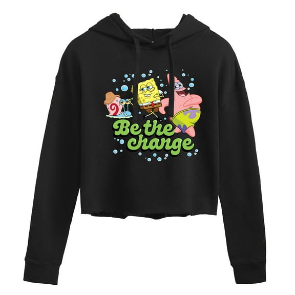 SpongeBob SquarePants - Be The Change - Juniors Cropped Pullover Hoodie