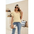 thumbnail image 7 of Anbech Women V Neck Lace Shirt Short Petal Sleeve Tshirt Casual Loose Summer Tee Tops, 7 of 7