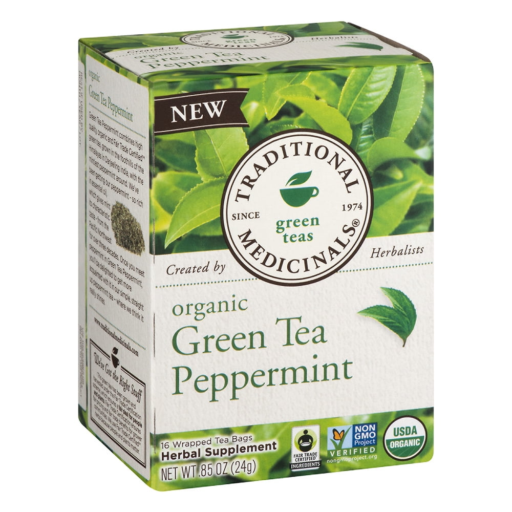 TRADITIONAL MEDICINAL ORGANIC PEPPERMINT GREEN TEA (Pack 3