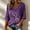 Dark Purple, variant on Womens Purple Floral & Hummingbird Print Alzheimer'S Awareness Support Tops Alzheimer Purple Ribbon 3/4 Length Sleeve V Neck T Shirts For Women