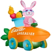 4 1/2' Gemmy Airblown Inflatable Easter Bunny In A Speedster Carrot Car Yard Decoration 46532