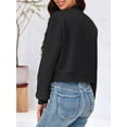 thumbnail image 2 of Long Sleeved Women Button Down Casual Crop Coat Bomber Jacket, 2 of 6