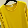 thumbnail image 7 of Lenpel Women's Modal T-Shirts Long Sleeve Crew Neck Ruffle Trim Loose Base Layer Tops Basic Casual Undershirts(Yellow,X-Large), 7 of 7