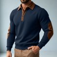 thumbnail image 7 of TOUMENY Men Sweater Button Down Long Sleeve Solid Collared Slim Tops Fall Winter Casual Vintage Fashion Pullover Dark Blue XXXL, 7 of 7