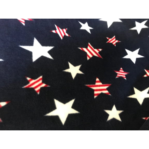 Lilly Craft Patriotic Multi-Color Stars on Navy Fleece Fabric Is 58” / 60” Wide and Sold by the Yard