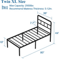 thumbnail image 2 of Maenizi 18 inch Twin XL Bed Frame with Headboard No Box Spring Needed Metal Platform Heavy Duty Steel Slat Mattress Foundation/Easy Assembly/Noise Free/Black, 2 of 6