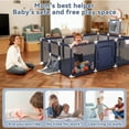 thumbnail image 2 of Baby Playpen,71x48inch Large Play Yard for Babies Toddlers, Sturdy Safety Baby Play Area Center Twins, Blue, 2 of 8