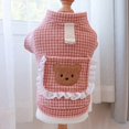 thumbnail image 3 of Xmarks Dog Sweater Dress - Plaid Pattern - Pet Sweater Cat Knitted Dress with Leash Hole for Small to Medium Dog and Cat Pink Skirt 4.4-6lbs, 3 of 12