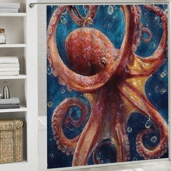RKSupls Valentine's Day Shower Curtain, Octopus Waterproof Shower Curtain with Hooks for Home Bathtub Bathroom Decor Washable Curtains, 72x72 in