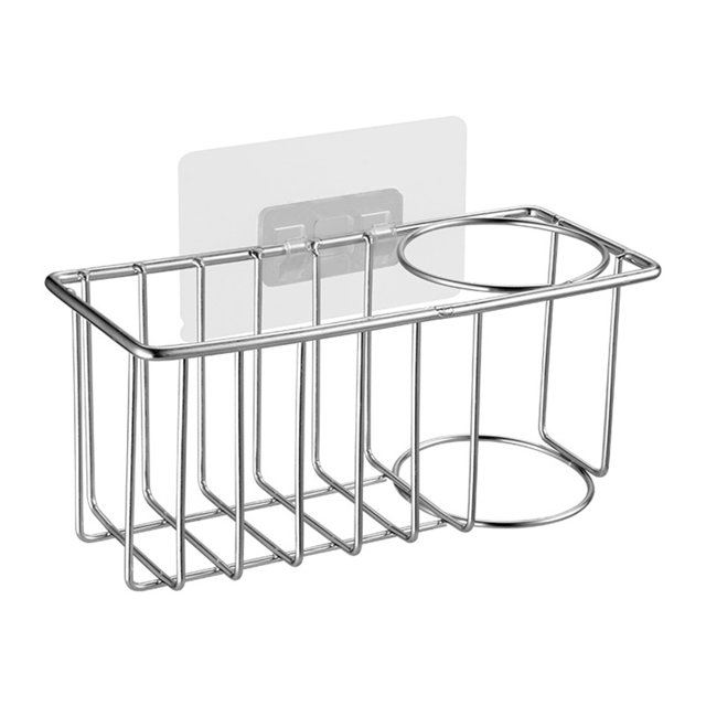 Juego de organizadores de acero inoxidable: soporte para esponjas, escurridor de platos, toallero de cocina y almacenamiento.