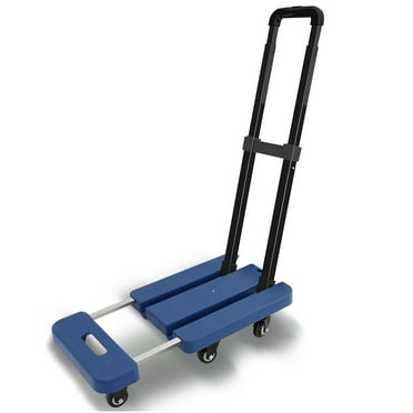 Blue Folding Platform Dolly Cart with 6 Wheels, Folding Hand Truck