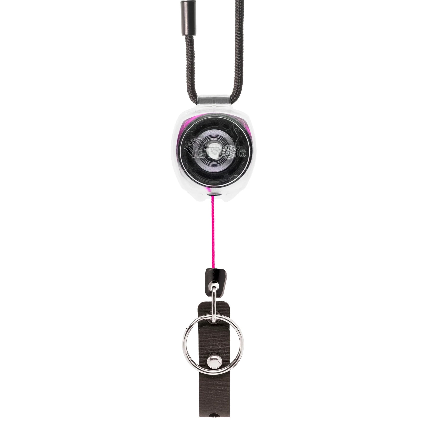 KEY-BAK Super Duty Lanyard Badge ID Holder & Clear Sidekick Retractable Keychain with Lanyard- Pink