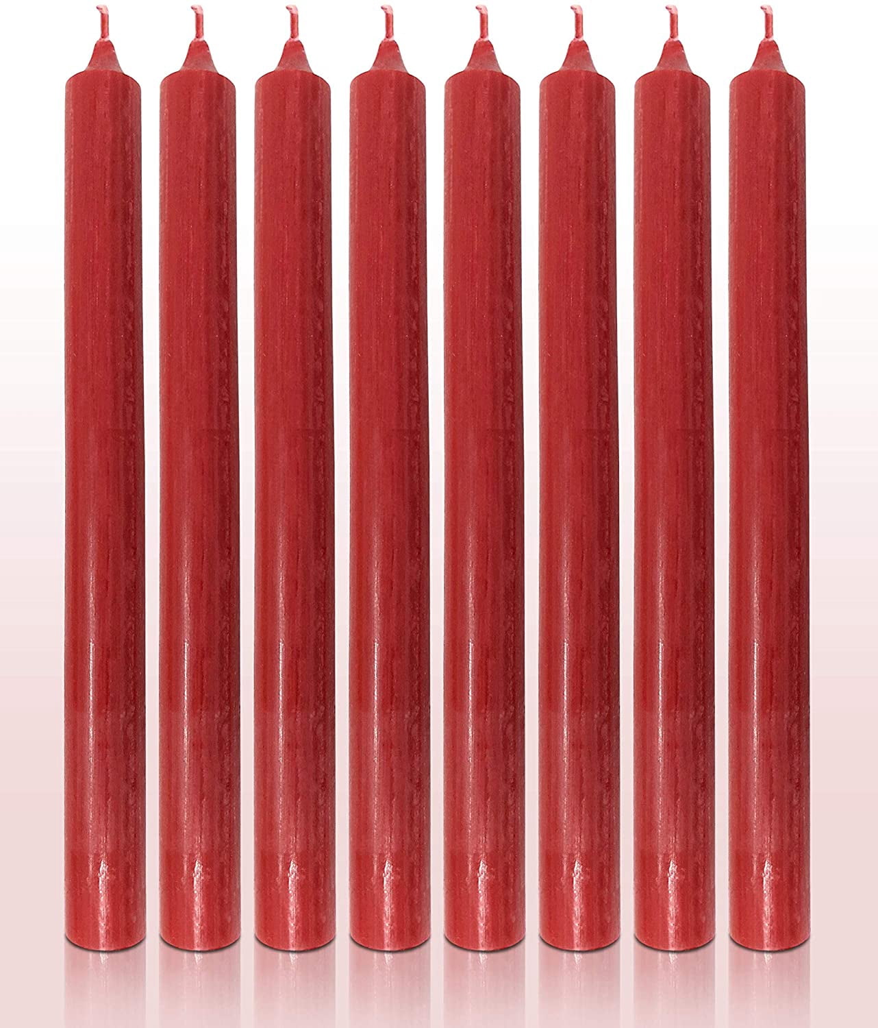 Hyoola 10" Rustic Robin Red Dripless Dinner Candles Unscented Paraffin Wax with Cotton Wicks, 12-Pack