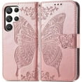 thumbnail image 2 of Designed for Samsung Galaxy S23 Ultra Case Wallet,Women Flip Folio Cover with Credit Card Holders Butterfly Embossed PU Leather Kickstand Wrist Strap Phone Case for Galaxy S23 Ultra 5G (Rose Gold), 2 of 14