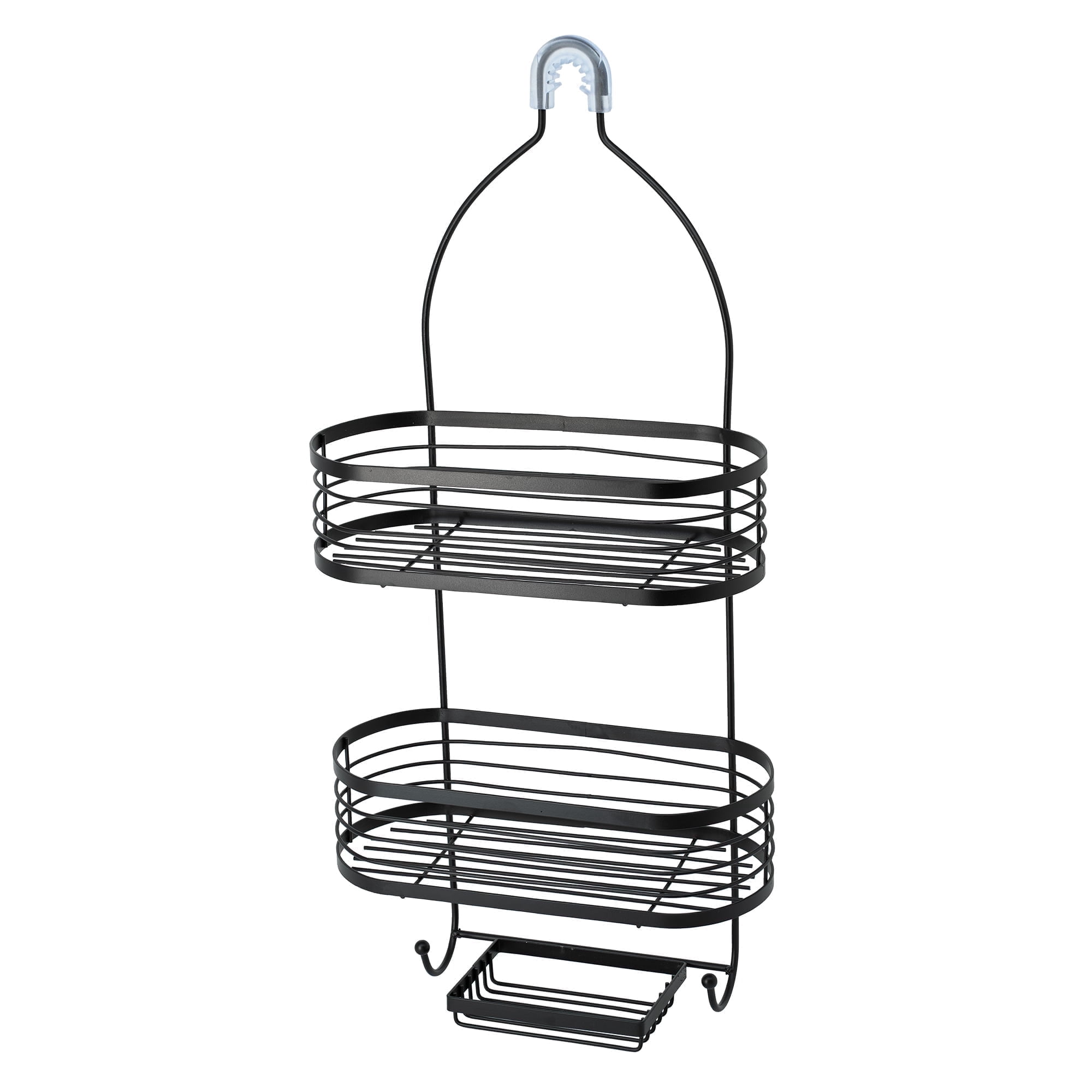 Acento 3-Tier Hanging Shower Caddy with Suction Cups, Non-Slip Neck, Bathroom Organizer, Matte Black