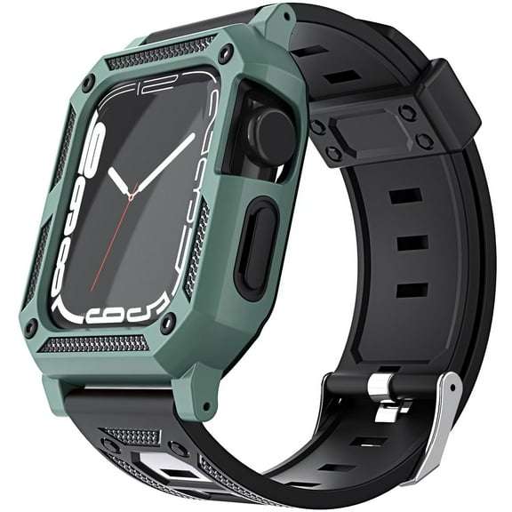 Xpm Compatible with Apple Watch Size 38/40/41mm Shockproof Durable Sport Rugged Case Band Full Protection Tough with Strap Protective Cover [ Green ]