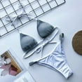 thumbnail image 4 of Hinvhai Plus size Swimsuits clearance Women's Bikini Patchwork Set Swimsuit Two Piece Filled Bra Swimwear Beachwear White S(S), 4 of 7